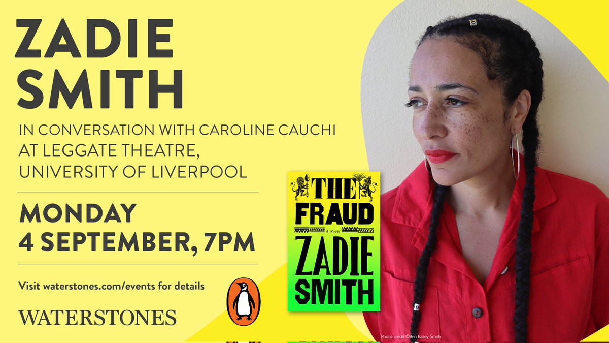 @WaterstonesLPL are welcoming mutli-award-winning author Zadie Smith to Liverpool to discuss her first historical novel 'The Fraud' with @Caroline_S 📍Victoria Gallery & Museum, Ashton St 📅4th September 🎟️ow.ly/XSzr50PAQNi