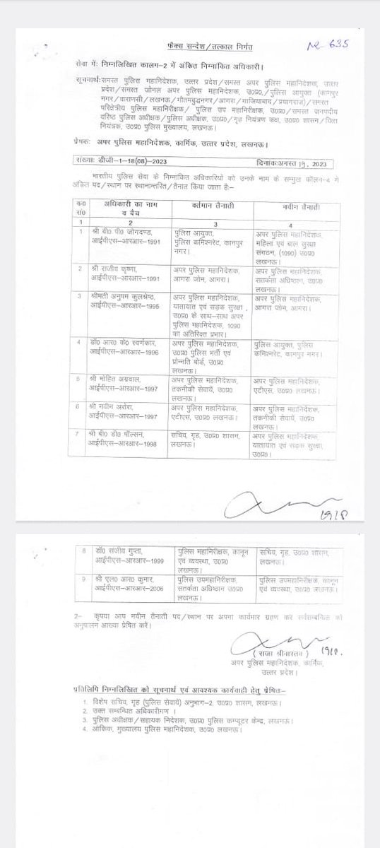 यूपी: IPS तबादले..!!

डॉ आरके स्वर्णकार कानपुर के पुलिस कमिश्नर बनाये गए..

मोहित अग्रवाल एडीजी ATS बने..!!