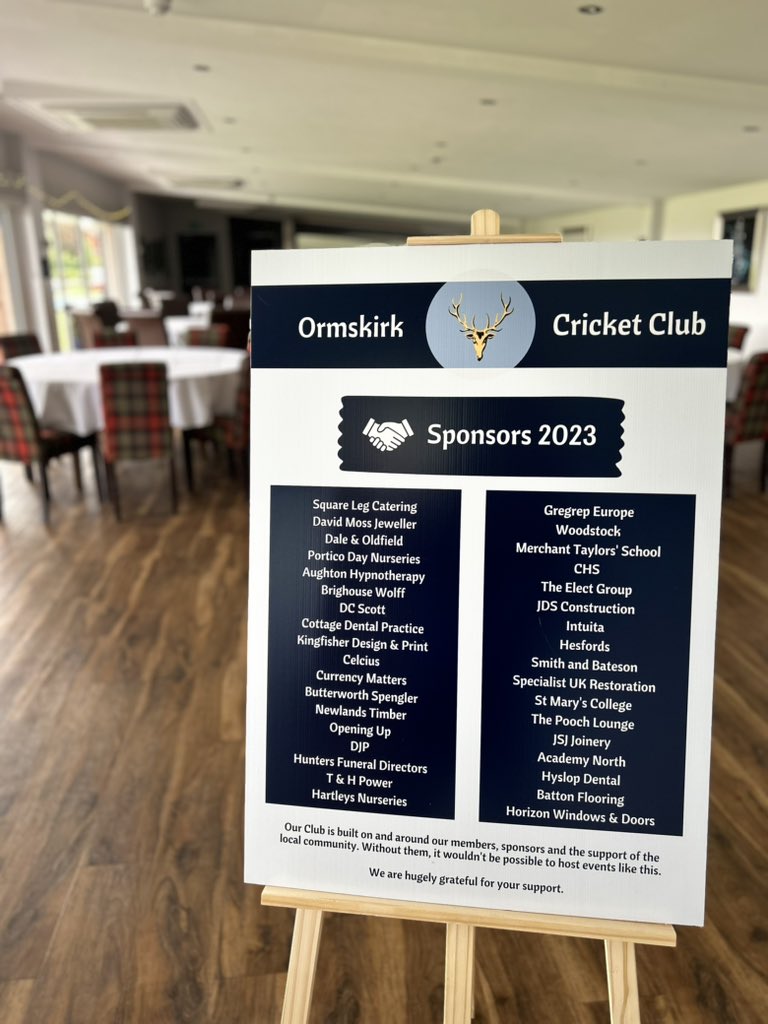 Ormskirk_CC's tweet photo. We are all set for Sponsor’s Day down at Brook Lane 🤩 

Whilst we host our sponsors, our First XI take on @orrellcricket. 

We hope you enjoy your day. https://t.co/Od6nL1K2W5