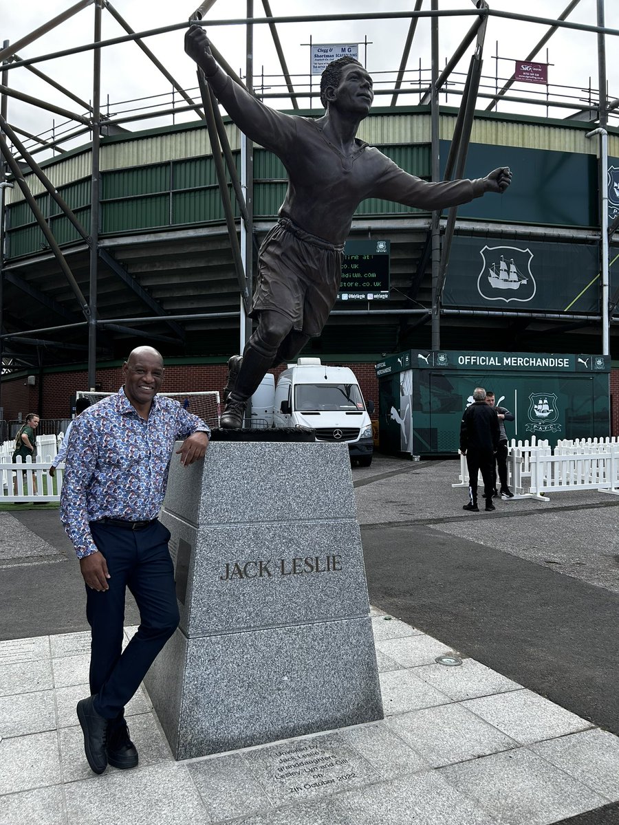 Its Saturday another match. This time @only1argyle  @southamptonfc 
Proudly standing by the Jack Leslie statue. The only black professional player in England during his time with Plymouth Argyle in 1920’s
Having a great day with @brightllp #plymouth #plymouthargyle #solicitors