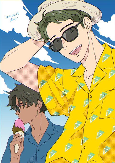 「2boys hawaiian shirt」 illustration images(Latest)