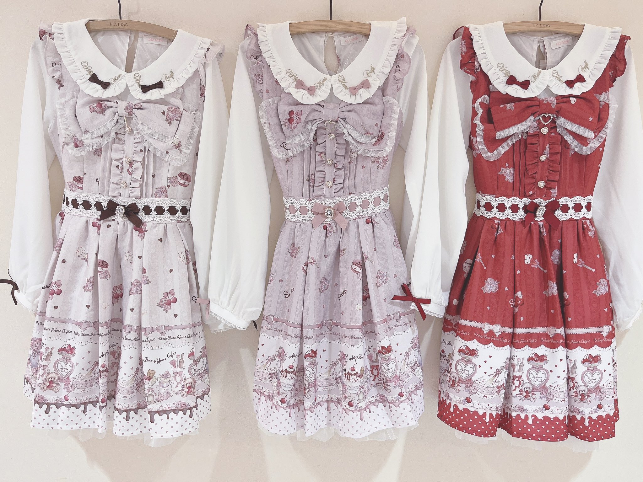 LIZLISA Whip Bear Home Cafe柄 ワンピース - ワンピース LIZLISA Whip Bear Home Cafe柄 ワンピース - ワンピース