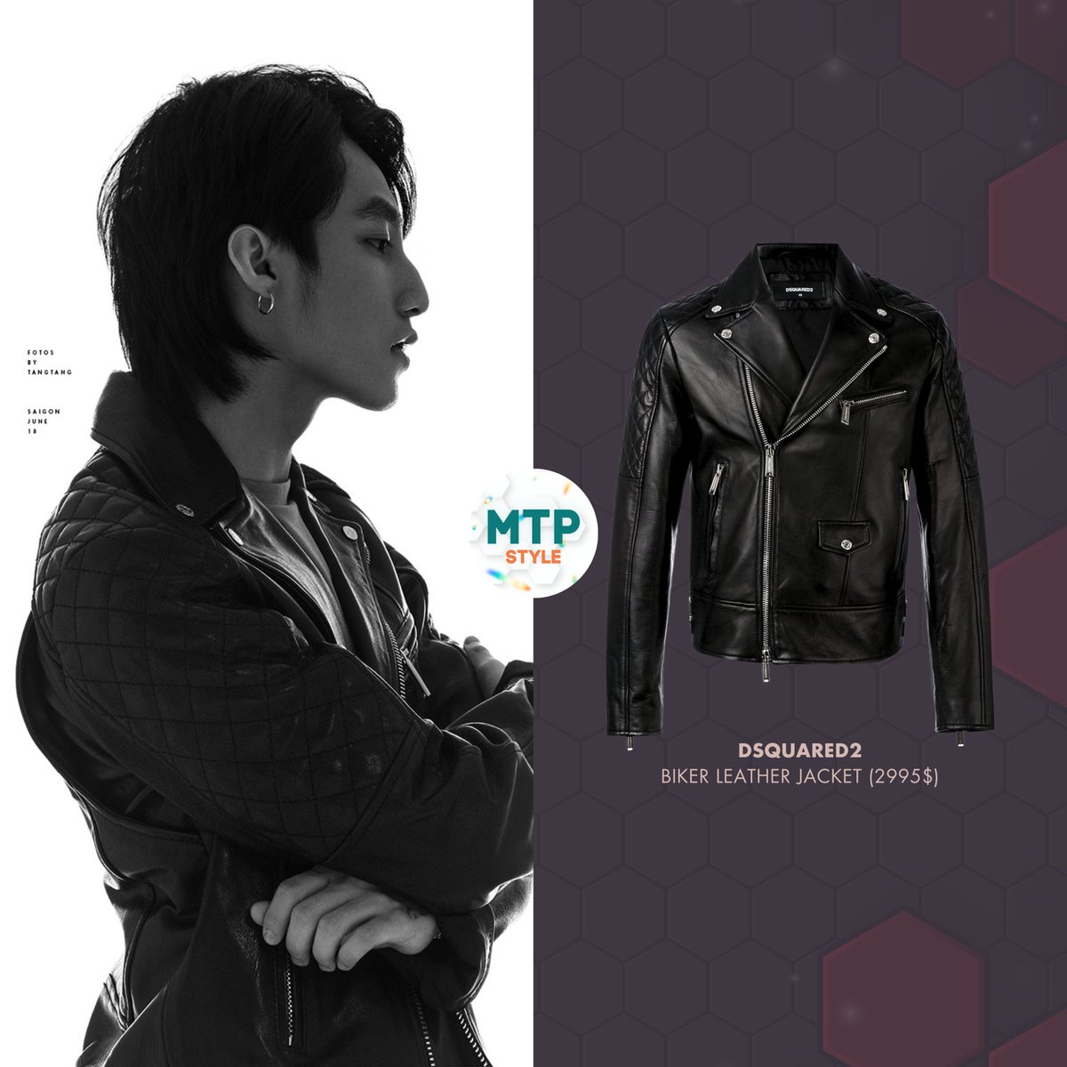 MTPSTYLE's tweet photo. Sơn Tùng M-TP I Fotos by TANGTANGSTUDIO

🔹DSQUARED2
BIKER LEATHER JACKET (2995$)

#sontungmtp #mtpstyle #dsquared2 #leatherjacket #bikerjacket #style #mtp https://t.co/WYSALaXjZe