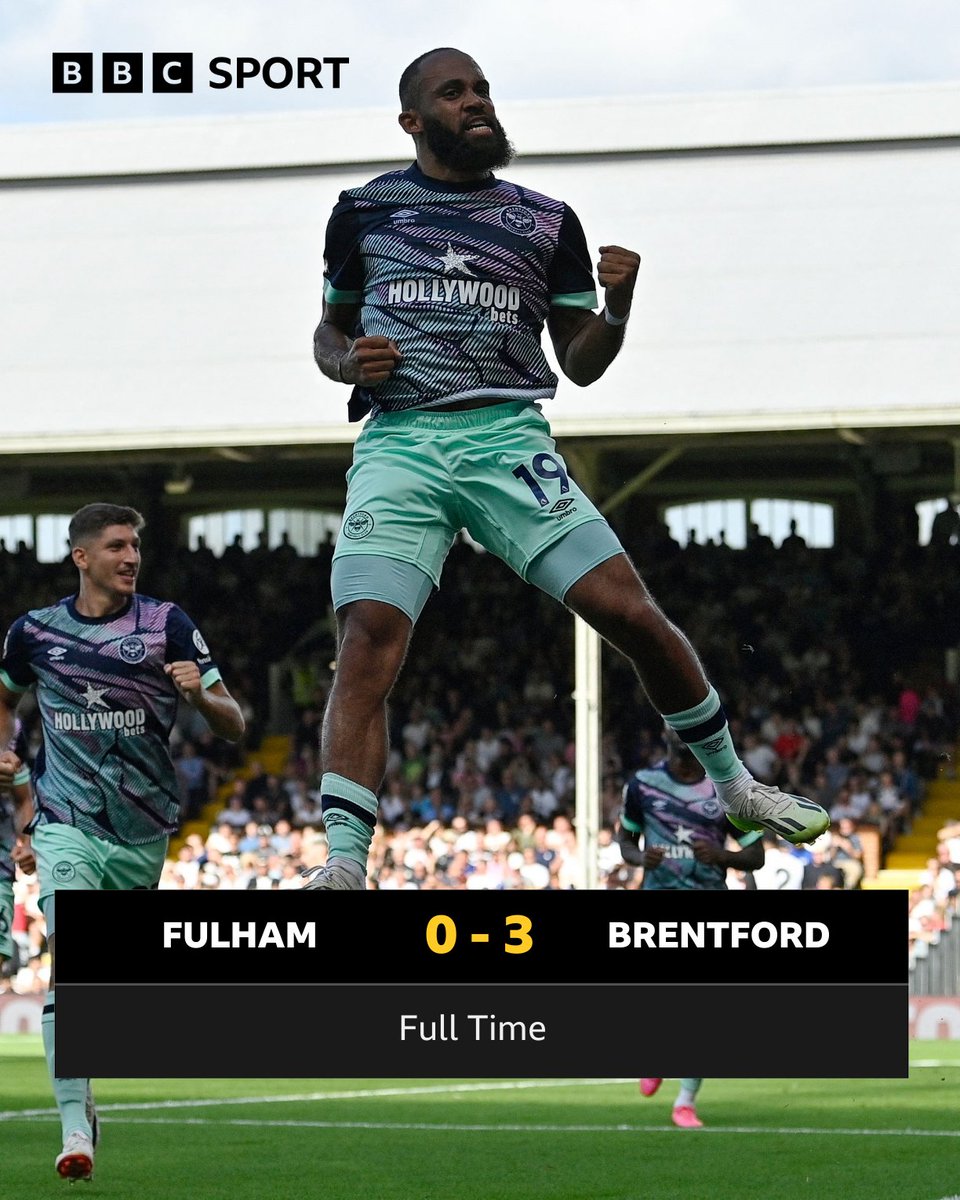 Brentford beat 10-man Fulham 3-0 at Craven Cottage!

A day to forget for the hosts 😬 

#BBCFootball #FULBRE