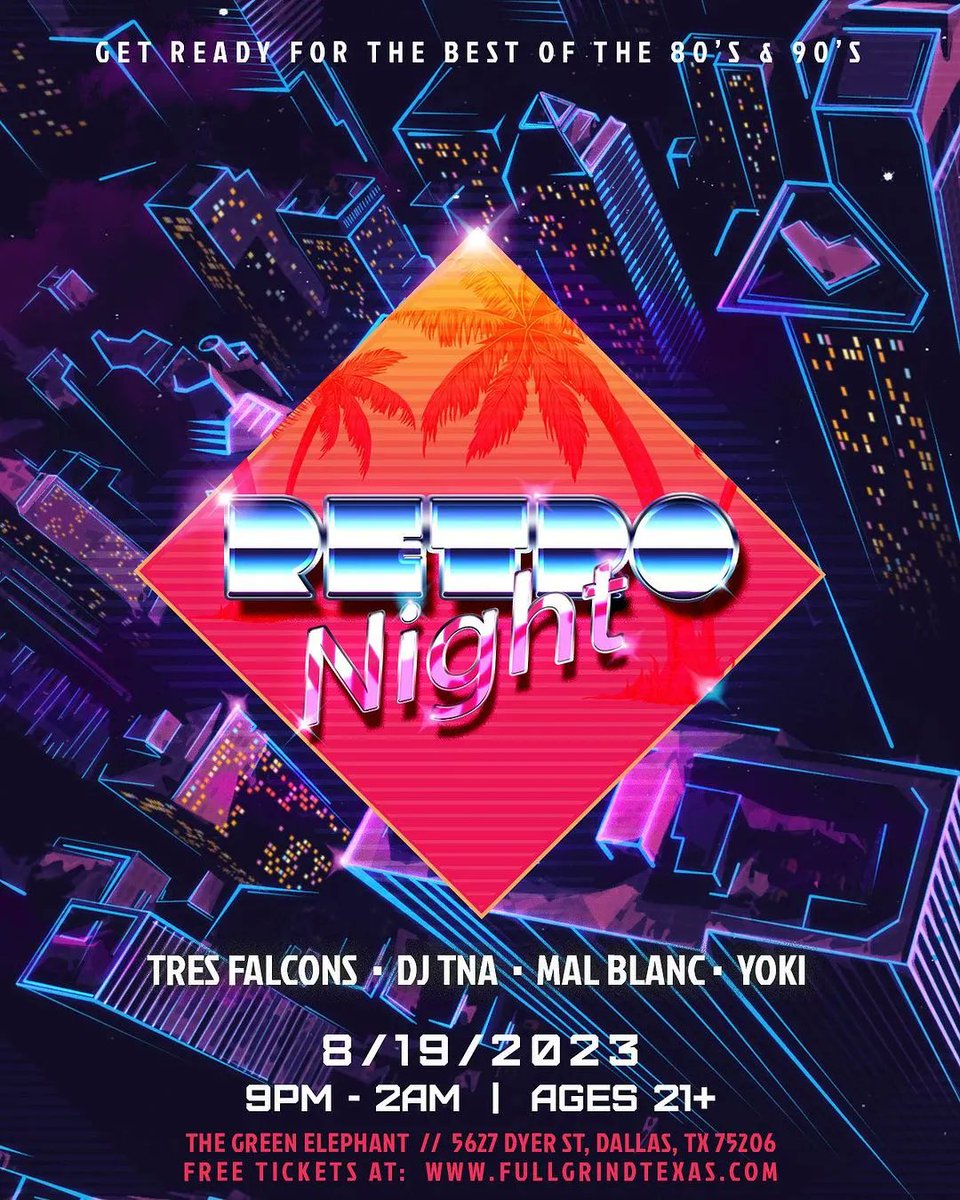 Get your dancing shoes ready for #RetroNight - An 80’s & 90’s Themed Party happening this Saturday, at The Green Elephant! 💃🪩🕺 FREE RSVP tickets are now available! 🫶

Music by: @TresFalcons + @DJTNA + @MalBlancMusic + @Yokilion 🎶