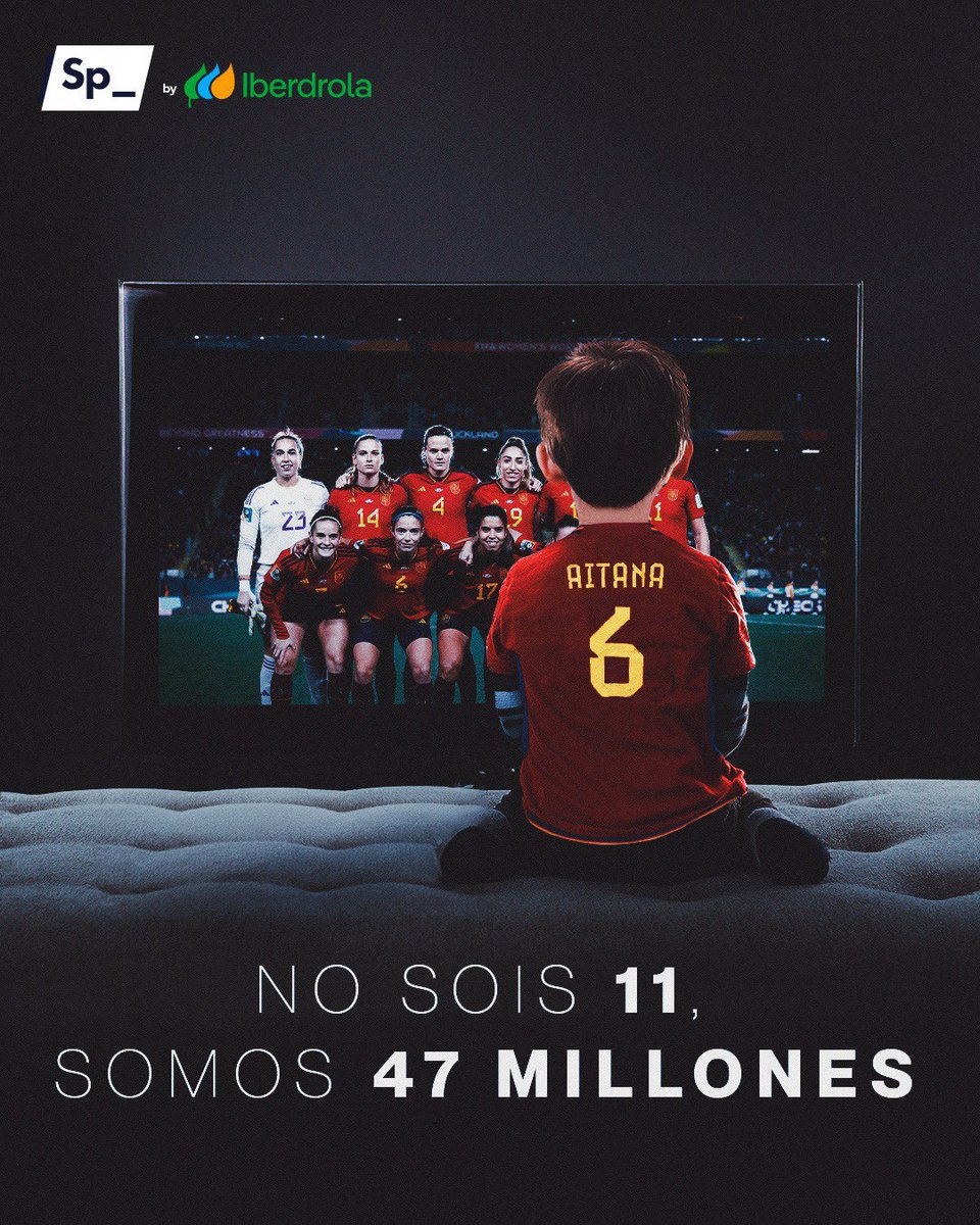 No, no sois 11.

Este domingo seremos 𝟒𝟕 𝐌𝐈𝐋𝐋𝐎𝐍𝐄𝐒.

🇪🇸 ¡¡¡VAMOS, ESPAÑA!!! ⚽️ #EllasJueganSoñamosTodos 

🧑‍🎨 <a href="/SpheraSports/">Sphera Sports</a>