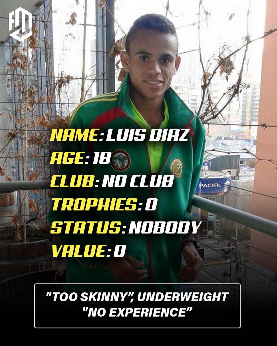 At 18, Luis Diaz had no club and was labeled 'too skinny.' Fast forward to today, he proudly wears Liverpool FC's iconic No.7. 

Never let anyone define your limits. 🙌