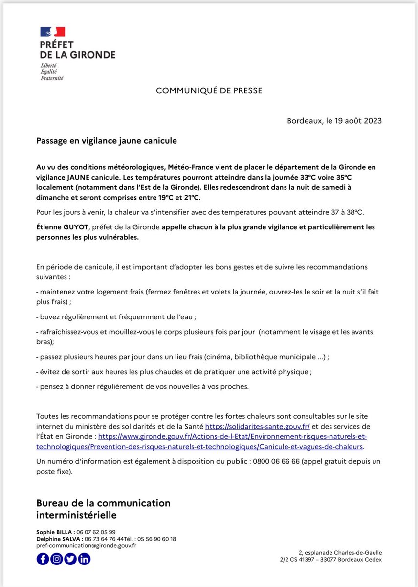 RaynalPessac's tweet photo. ☀️Vigilance jaune #canicule : soyons prudents. 
La @Villedepessac se mobilise avec le CCAS en appelant régulièrement nos seniors les plus isolés.
@PrefAquitaine33 https://t.co/SNOLazV5HT