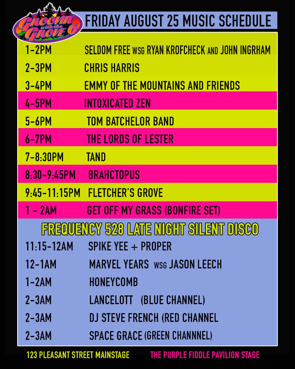 GroovinWV's tweet image. Here's your daily music schedules for Groovin' 6. 
Who's groovin?
