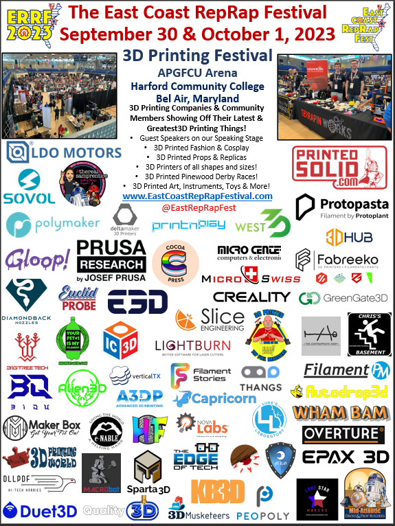 3DPrintopia's tweet photo. Wow, what a lineup coming to you at #ERRF2023 this year! All vendor, sponsor, and exhibitor spaces have been claimed.
Get your tickets for the biggest 3D Printing & RepRap showcase on the East Coast!
https://t.co/QMsHbrOYgI https://t.co/z5B1UKuiqT
