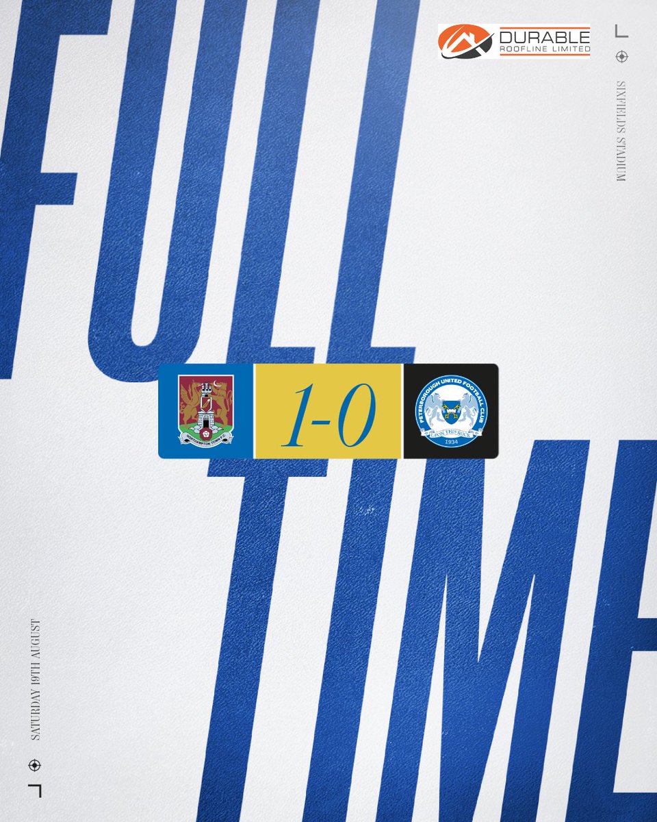 Defeat at Sixfields.

Full-time brought to you by Durable Roofline.

👞 1-0🔵 | #NHTPET