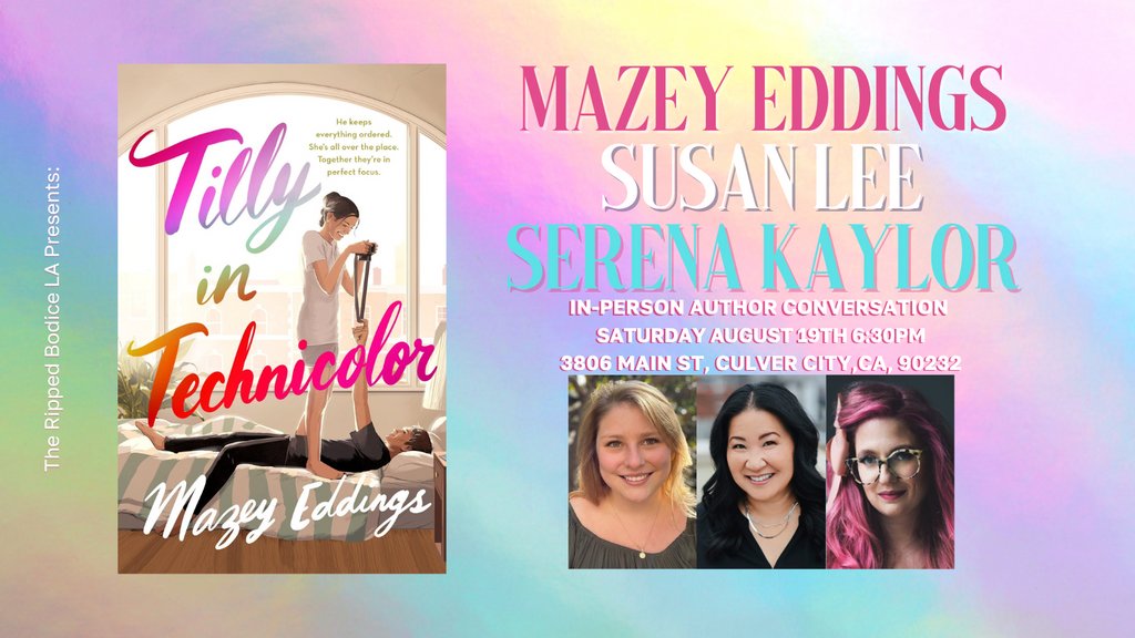 TheRippedBodice's tweet photo. TODAY AT 6:30PM! We're hosting Mazey Eddings at #TheRippedBodiceLA. 🎨

She will chat about her #YADebut with two neurodivergent teens with @SusanLeeWrites and @SerenaKaylor. ☀️

Tickets 🎟️⁠ ⁠ 
https://t.co/iAHYiKwP12

Masks are required due to the Covid-19 spike. https://t.co/d3s8dJYNJZ