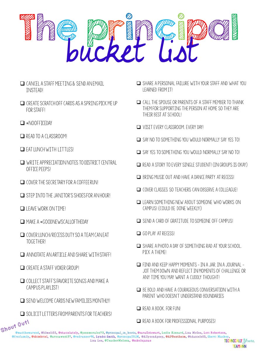 TCEA's tweet photo. 📣 Principals 📣

What's on your PRINCIPAL bucket list? 

https://t.co/VRAZMrPkPH via @8Amber8
#cpchat #apchat #edleaders #edutwitter https://t.co/0LZKKouUbz