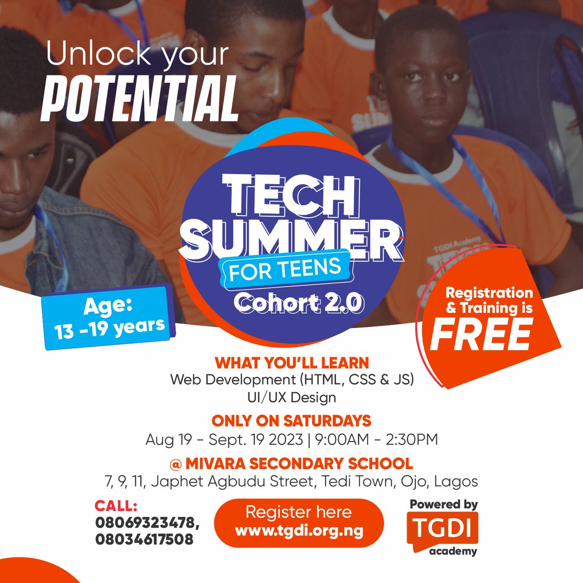 AWholeSalmanPR's tweet photo. Take this golden opportunity to Unlock your potentials as a teen and delve into tech for free at the ongoing #techsummerforteens #tgdiacademy @ngtgdi https://t.co/TKz7yK4Wff