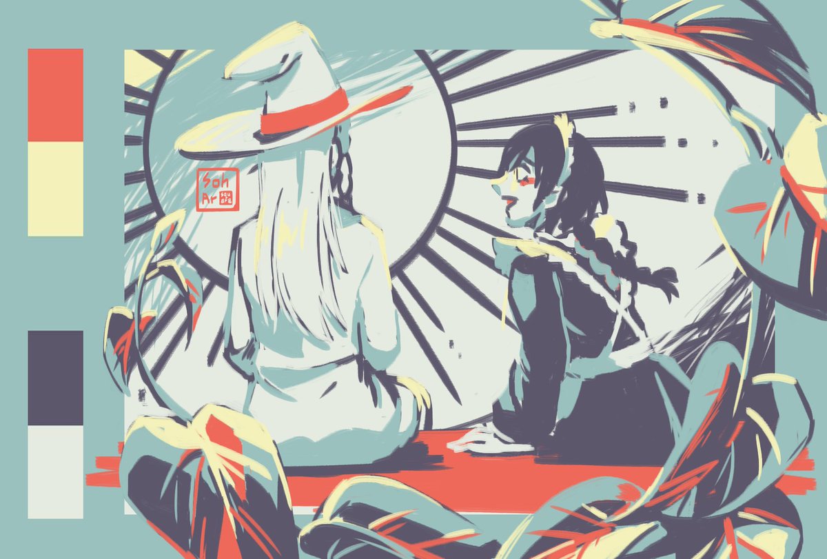 2girls multiple girls hat braid long hair white headwear witch hat  illustration images