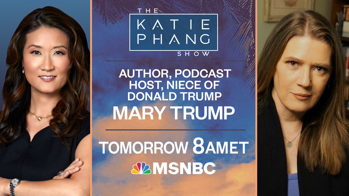 TOMORROW: <a href="/MaryLTrump/">Mary L Trump</a> warned that if a Republican wins the White House in 2024, "we will never have another democratic administration." She joins <a href="/KatiePhang/">Katie Phang</a> to discuss her uncle Donald Trump's fourth indictment, the GOP's embrace of authoritarianism, and more at 8am ET on <a href="/MSNBC/">MSNBC</a>