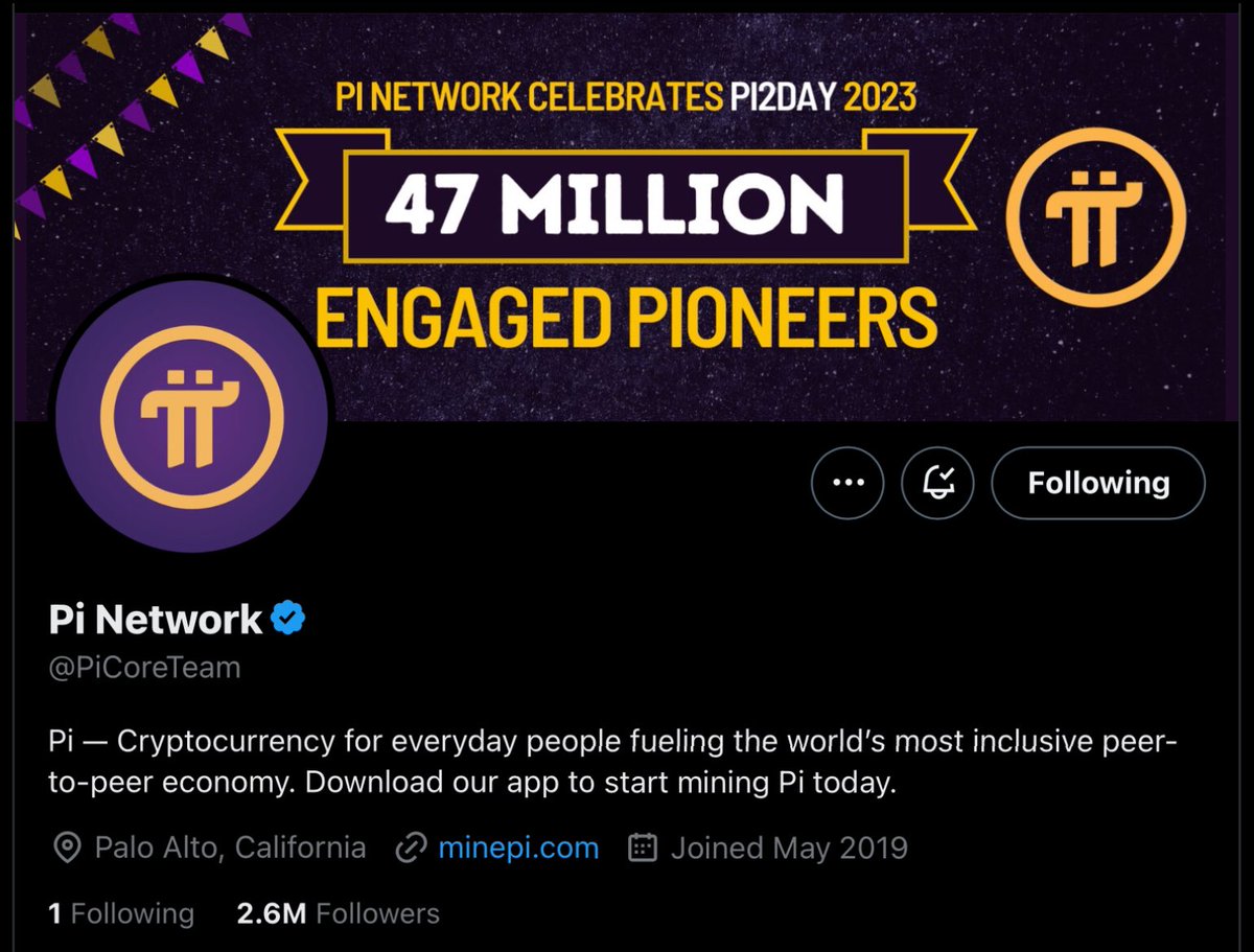 Pi Network has hit over 2,6 MILLION Twitter followers! We're so excited for the future, as the Pi community continues to build a Web3 Pi ecosystem full of amazing apps and utilities on the Pi Browser.