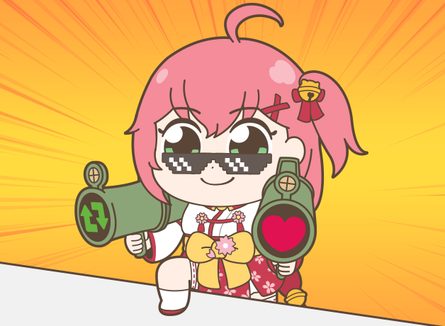 sakura miko 1girl sunglasses ahoge solo rocket launcher pink hair weapon  illustration images