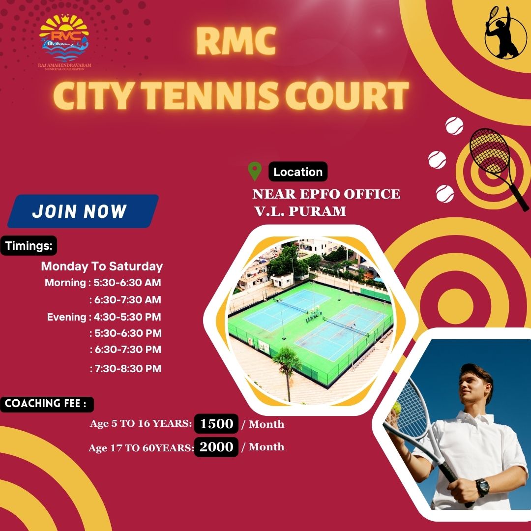 RMCoffice's tweet image. RMC City Tennis Court providing Tennis Coaching for lesser price than any other court in the city. Let's join and play.
Location: goo.gl/maps/q4NaB9Q8S…
near EPFO Office, VL Puram.
#Tennis #tenniscoaching #sport #healthylifestyle #ExploreRajahmundry #rajamahendravaram