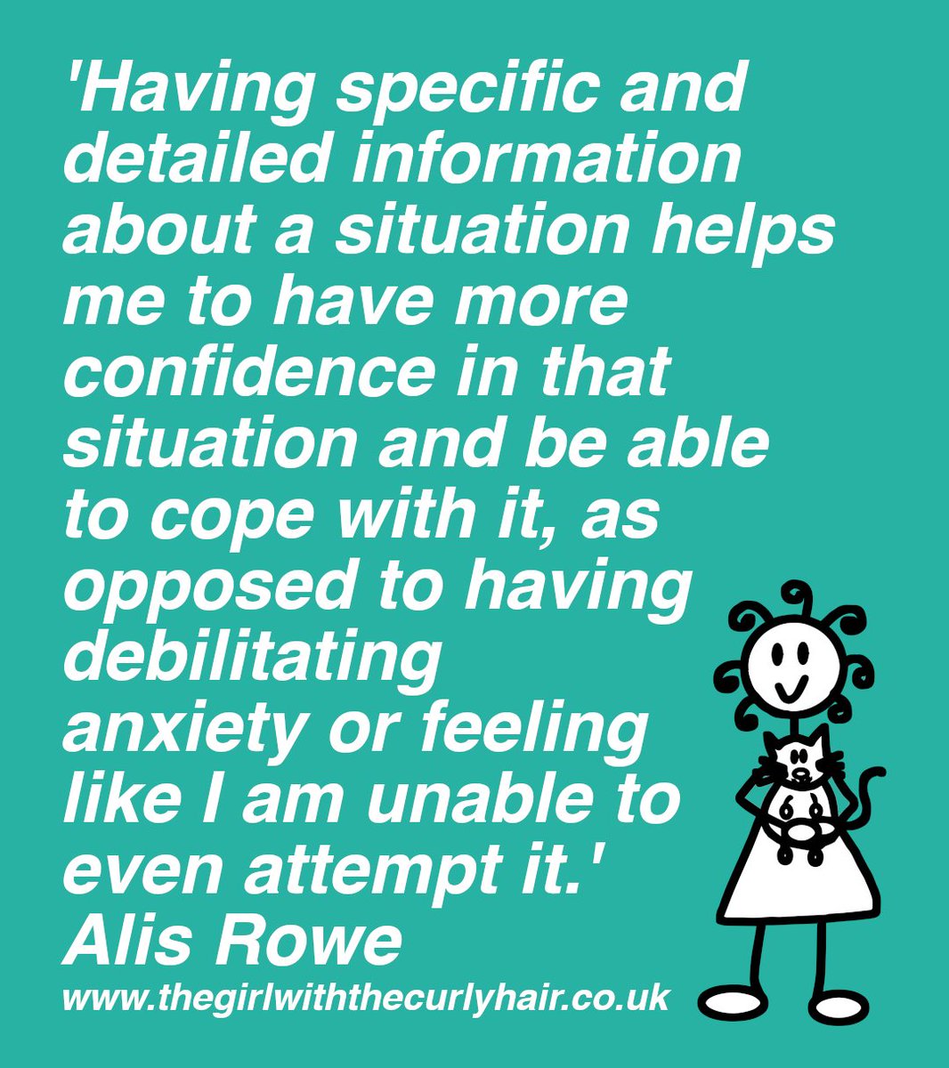 #Autistic people often need to be given #specific and #detailed information about a situation. This helps an autistic person to have more #confidence in a situation and be able to cope with it, rather than having #debilitating #anxiety or feeling like they can't even attempt it.