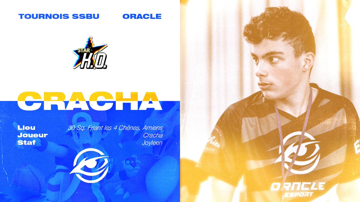 OracleEsport's tweet photo. 🧢 #SSBU | #StarKO
Notre jeune joueur @CrachaSsb2 sera en déplacement à Amiens aujourd'hui pour rentrer dans l'arène de la @BlastZone_ !
📎 https://t.co/nEuO4tb9uj
📺 https://t.co/RUsbFGC7q1 https://t.co/cJORNjJfWa