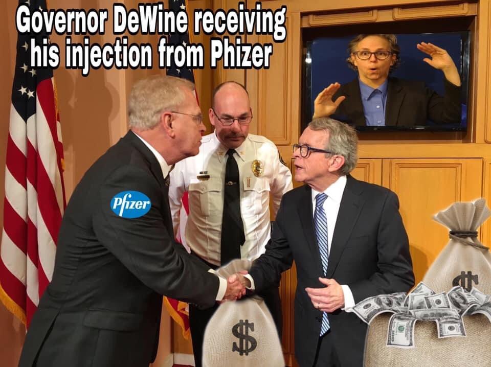 COpenohio's tweet photo. @kevinnbass @CDEKeane #Ohio friends-you just know #DeSWine aka #GovMikeDeWine is itching to do the covid thing again-be aware and watchful!! https://t.co/2gS9OaWTLQ