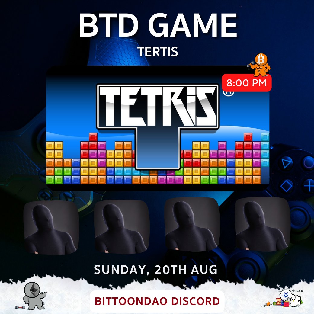 BitToonDAO's tweet photo. 📢Join #BTDGame to win the mysterious prizes through the ✅ TETR (Tetris) ❎ game!

👉Join at the link:
https://t.co/nnGXWSUAnC

📌Tomorrow Night at 8 p.m. !!!🌙

#BitToonDAO #BitToonDAOGame #NFTCommunity  #NFTGiveaways #TETR #Tetris https://t.co/9drNRf1e54