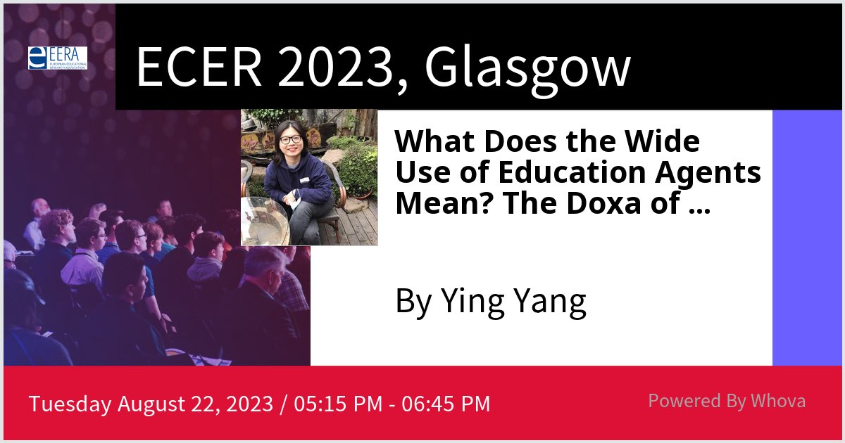 YingYan16771006's tweet photo. Looking forward to speaking at ECER 2023, Glasgow on What Does the Wide Use of Education Agents Mean for the Global Higher Education? Please check out my talk if you are attending the conference #ECER2023 - via #Whova event app https://t.co/M4g9485xxI