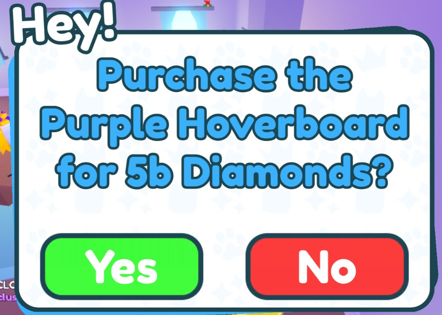 Pet Simulator News on X: Purple Hoverboard does now need 5 Billion  Diamonds to obtain. It was originally for free.  / X