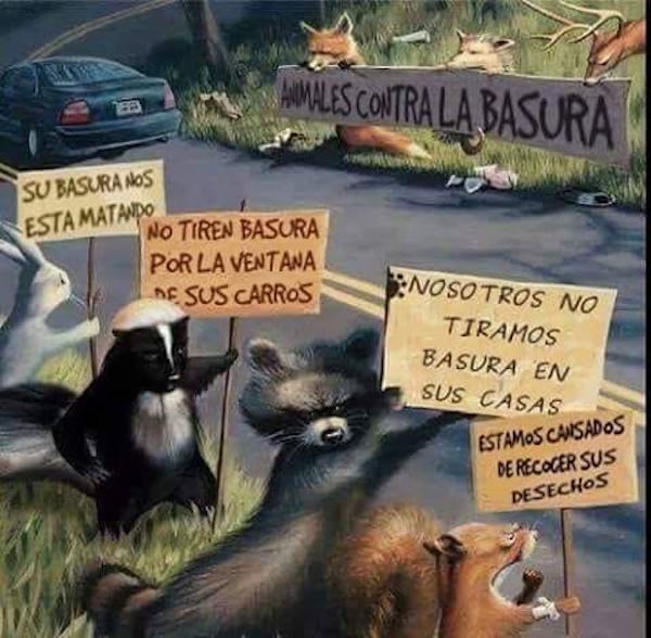 Animales contra la basura.