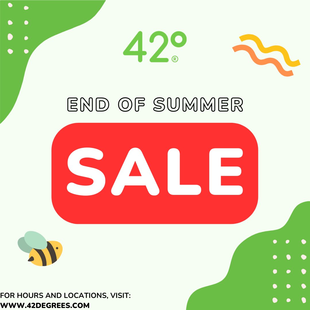 Summer's ending, but the savings aren't! 😍

Join us for our End of Summer Sale this weekend and stock up on discounted essentials! 🚀

#42degrees #omaha #headshop #wellness #shopping #sale