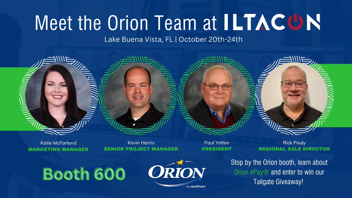 Connect with the Orion team at #ILTACON2023! Stop by booth 600 to learn how Orion ePay® can help your firm get paid faster, improve cash flow and reduce late payments! #legaltech #financialtechnology #ILTACON #WeAreILTA