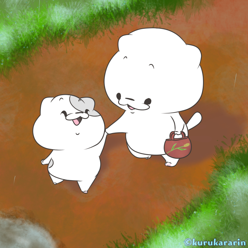 雨上がりの帰り道🌤️
#イラスト #ほのぼの #ましゅうとえまる