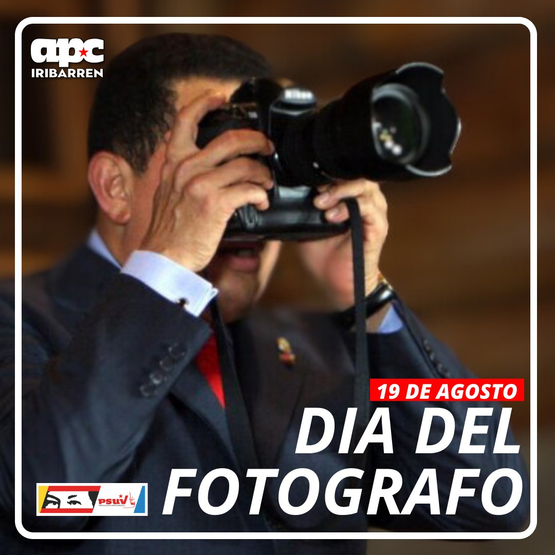 #19Ago | FELIZ DÍA DEL FOTÓGRAFO |
Desde 1999 fue instaurado el Día de Fotógrafo en Venezuela por La Asociación Venezolana de la Comunidad Fotográfica y Afines AVECOFA
#VamosConLasBricoMiles 
<a href="/NicolasMaduro/">Nicolás Maduro</a> <a href="/dcabellor/">Diosdado Cabello R</a> <a href="/jorgerpsuv/">Jorge Rodríguez</a> <a href="/SierraCarlosVEN/">CARLOS SIERRA</a> <a href="/MichelCaballero/">Michel Caballero Palma</a> <a href="/LuisJonasReyes/">Luis Jonás Reyes</a>