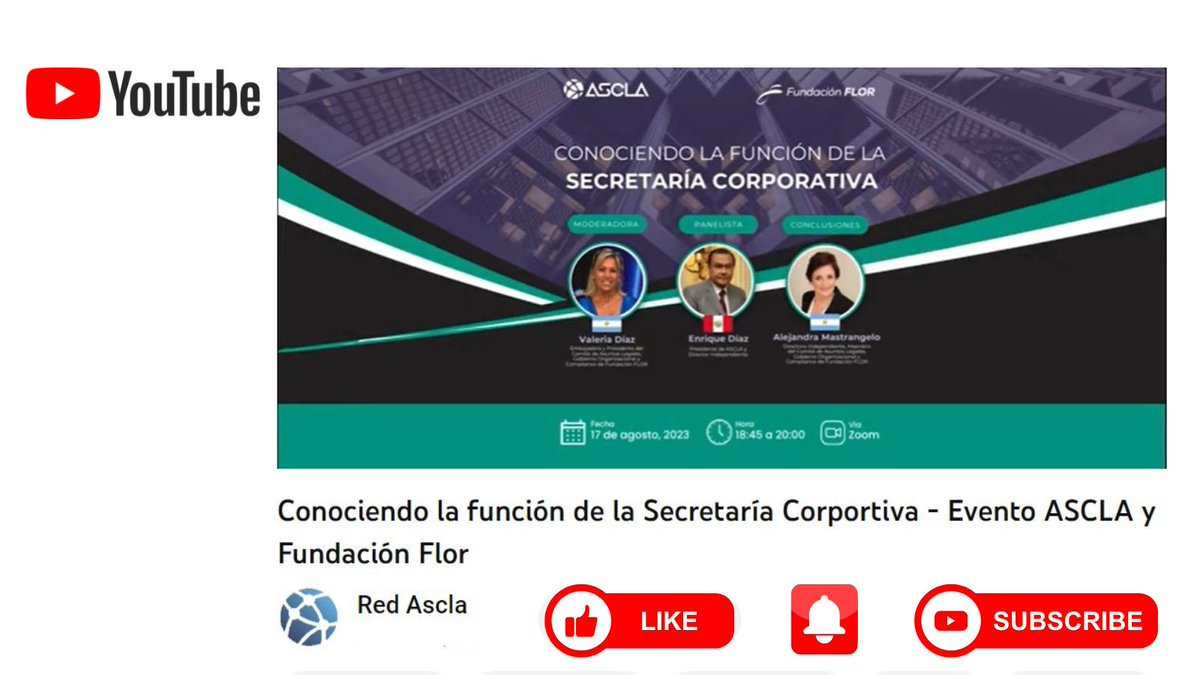 MastrangeloA's tweet photo. 👉 Conociendo la función de la Secretaría Corporativa

Evento virtual de @red_ascla para la RED de @FundacionFLOR 🪷

📽️ https://t.co/fI2IxNZMhn 

#CorporateGovernance
#GovernanceOfficer 
#CorporateSecretary 
#ESG #CorpGov ❤️

Abro hilo 🧵 https://t.co/9og78k8G0A