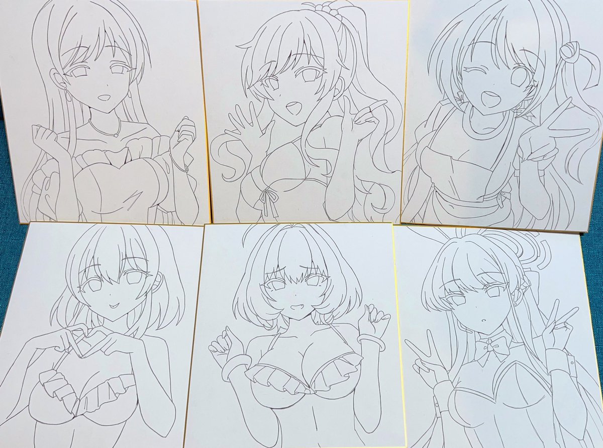 ファンボ特典のboothリクエスト色紙、線画完成!
明日から着色していきます🙌 