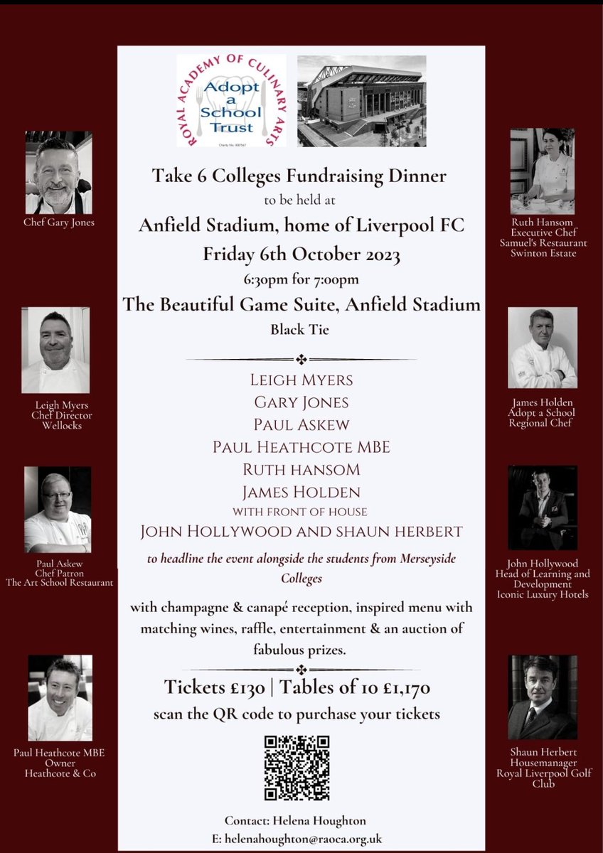 It's not far off now, book your tickets and don't miss out on fine dine u with matching wines, guest chefs share 5 Michelin stars and many AA Rosettes....with top professional FOH hospitality managers guiding the service!
Live entertainment, late bar and dancing....don't miss out