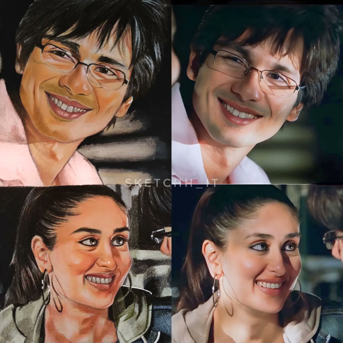 Sketchh_it's tweet photo. Artwork vs reference #shahidkapoor #KareenaKapoor #jabwemet #artwork https://t.co/dXL6yNpecm