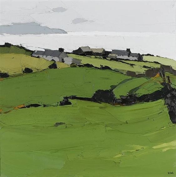 The_Art_Guide's tweet photo. Beautiful simplification of the stark landscape, putty grey water and sky in contrast to the buildings and fields. Work by Sir Kyffin Williams (1918 to 2006) a Welsh landscape painter. https://t.co/ER0oyxN78B
