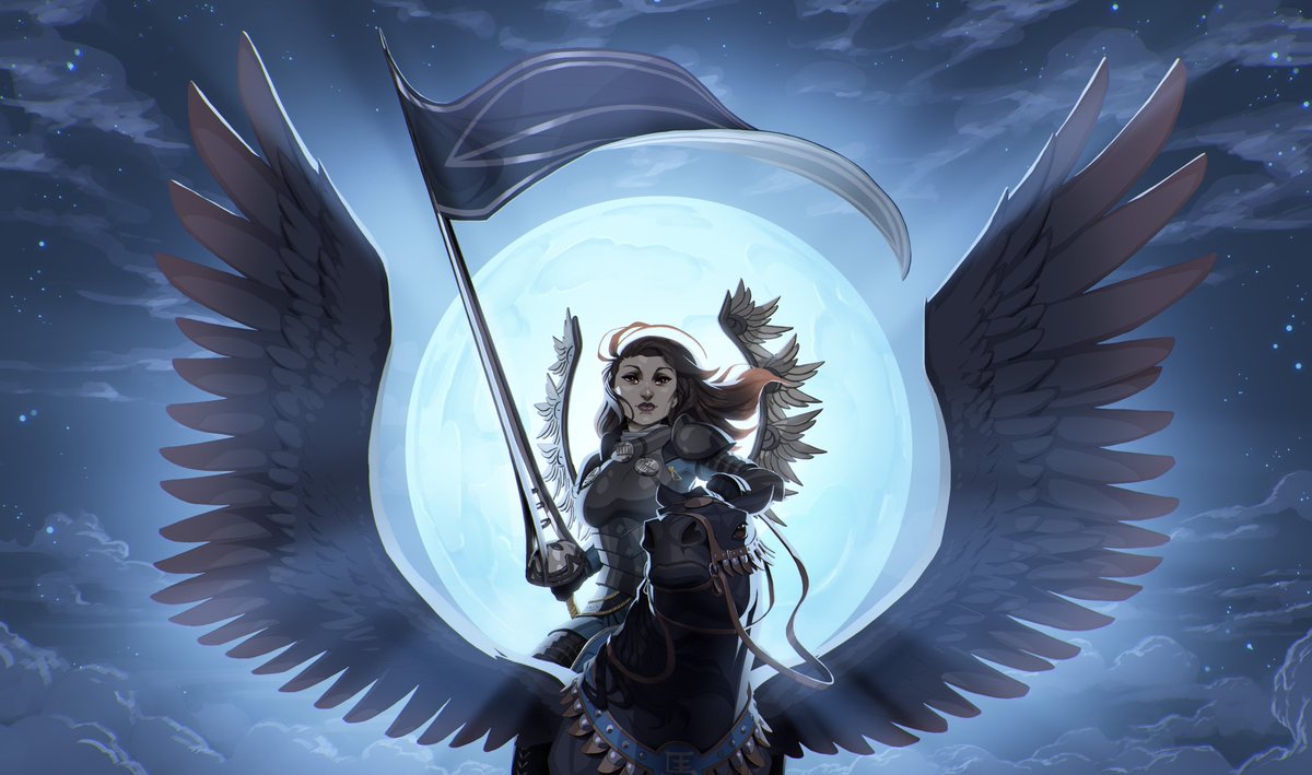ZedEdge's tweet photo. Feather in the Storm. A commission of a dark knight from Jason's Exalted campaign. Credit to him for the epic composition π#ExaltedRPG https://t.co/279qzkG16S