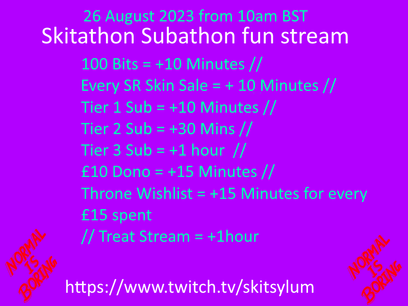 Skitsylum's tweet photo. Woop Woop be some fun next Saturday 26th Augusr from 10am BST over at:  https://t.co/OMYCDrA2Je https://t.co/HmoAzXqnAO