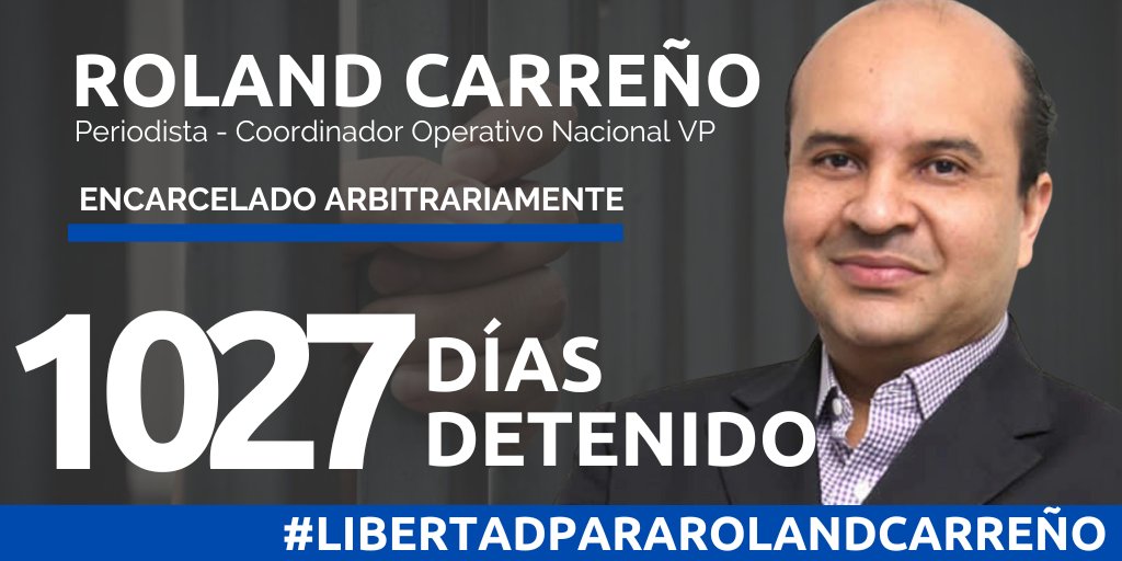 Concluye otra semana en la vida de un #presopolitico #Venezuela son ya 1027 días en los que @rolandcarreno ha estado privado de libertad de manera arbitraria. Su caso demuestra que no hay justicia #Venezuela #18Ago

Exigimos su liberación #LibertadParaRolandCarreño