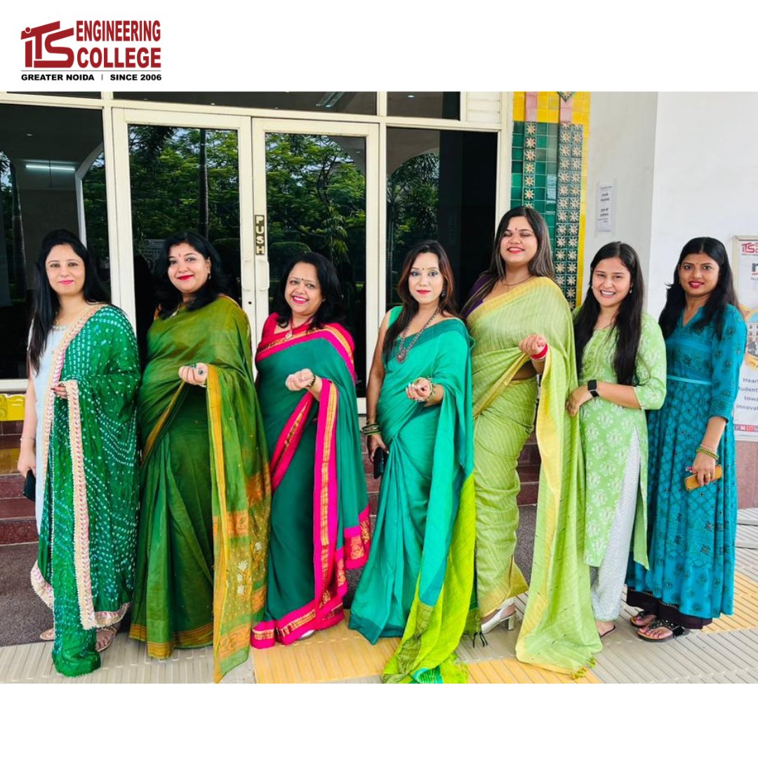 ITSEngggn's tweet image. Teej Vibes at I.T.S Engineering College, Greater Noida! Female staff immersed in festive excitement, celebrating traditions and togetherness with joy and unity. 🌸🌼 
.
#TeejCelebrations #ITSEngineering #FestiveUnity #itsenggn #itseng #itsec #itscollege #its