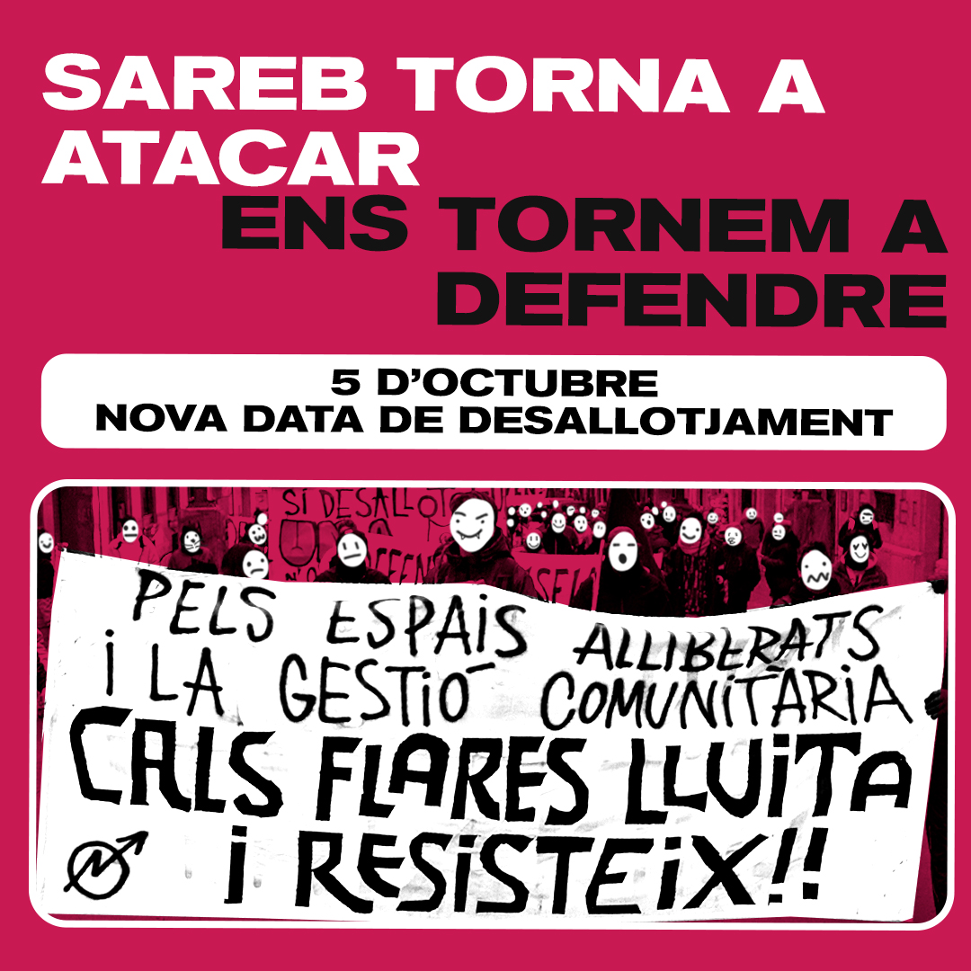 Cals_Flares's tweet photo. 🏡Noves notícies referent a la situació de Cals Flares.
Com ja vam avisar al juny, la SAREB havia demanat als jutjats una nova data per procedir a l'intent de desallotjament.
Esta data serà el DIJOUS 5 D'OCTUBRE. https://t.co/9MFTXR2Mtc