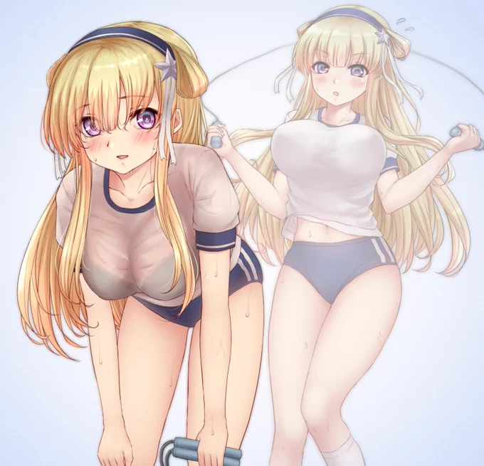 体操着ッチャーです('ω')暑中払いにお納め下さい('ω')#艦これ #フレッチャー 