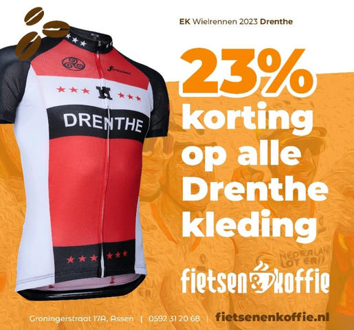 Trots op Drenthe?! Nog 31 dagen voordat het grootste wielerevent ooit in Drenthe gaat plaatsvinden. Daarom "zolang de voorraad strekt" 23% KORTING op alle DRENTHE kleding. Zowel online als bij Fietsen En Koffie in Assen. athletessportswear.com/website/index.…