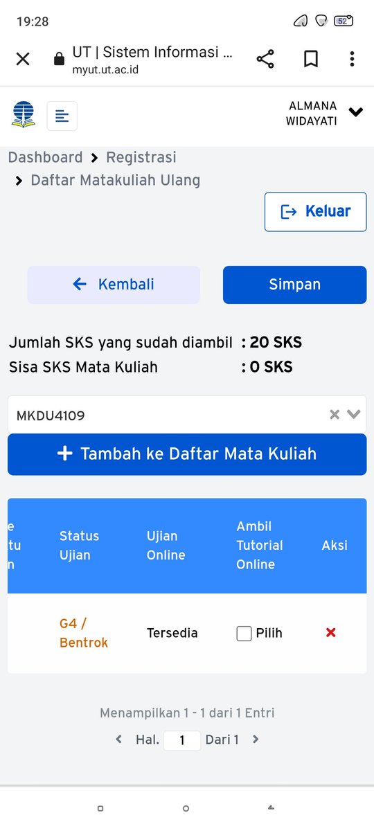 WidayatiAlmana's tweet photo. @UT_Jakarta assalamualaikum, saya ingin bertanya kalo kita registrasi matkul ulang tapi bentrok gimana ya? Lalu kalo saya tidak ingin ikut tuton apa bisa? Terimakasih atas waktunya dan mohon maaf mengganggu waktu anda https://t.co/uzS8Bx2BCg