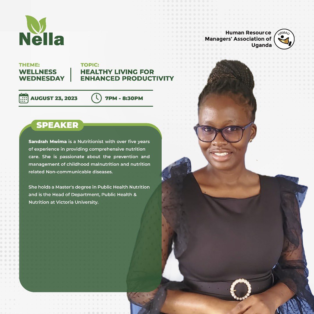 Discover the world of nutrition with Sandrah Mwima! With 5+ years of experience, she's a master in preventing childhood malnutrition and related diseases. Head of Public Health & Nutrition at Victoria University, she's here to share her expertise with you! #Nellawellness