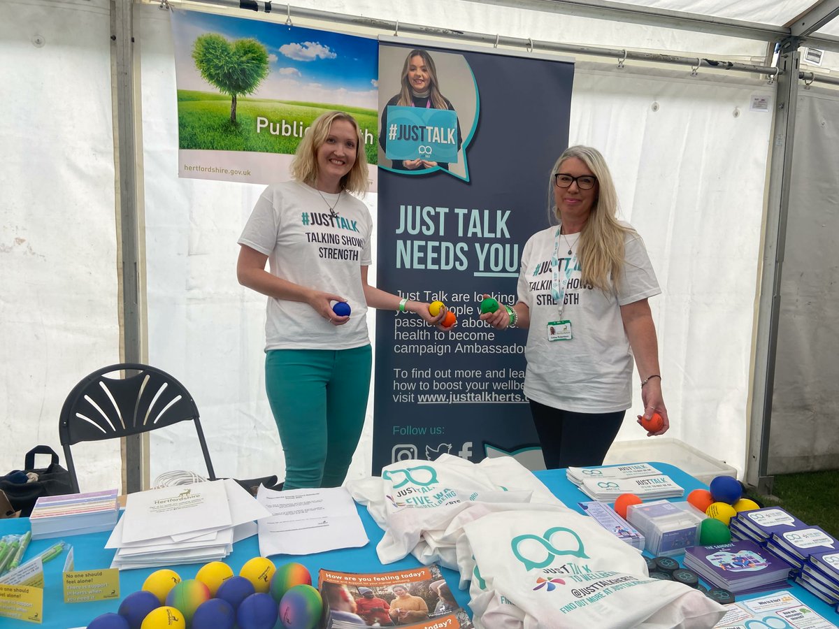Today we are at Herts Pride 2023! Come on down to the stall to find out more about what Just Talk Herts has to offer #HertsPride2023 #HertsPride #JustTalkHerts