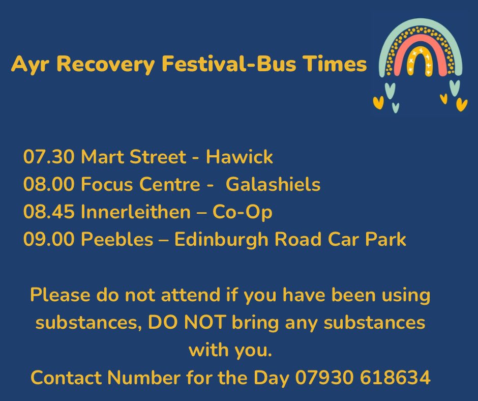 BordersRecovers's tweet photo. We are looking forward to joining other recovery communities at this event with @southayradp @RecoveryAyr Please get in touch by DM if you need a space on our bus from #Borders #TEAMBorders #recoverycommunity @SRConsortium @ElenaWhitham @ChrisMyers_UK @doig_fiona @caddygirl46 π https://t.co/i1CT1eXZX2